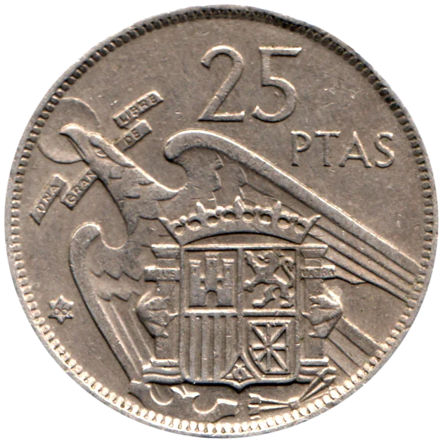 25 Pesetas, 1966 Reverse