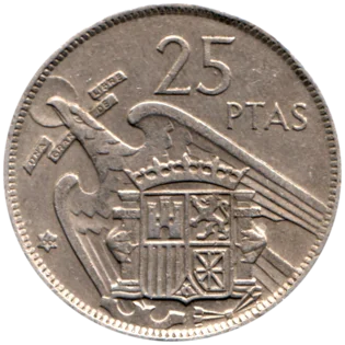 Preview 25 Pesetas, 1966 reverse