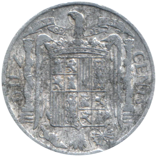 10 céntimos, 1940 Obverse