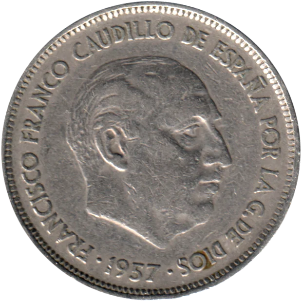 25 Pesetas, 1959 Obverse