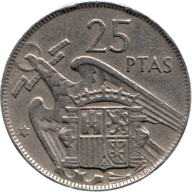 25 Pesetas, 1959 Reverse