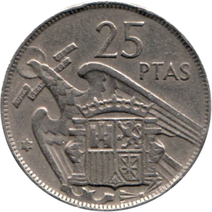 Preview 25 Pesetas, 1959 reverse