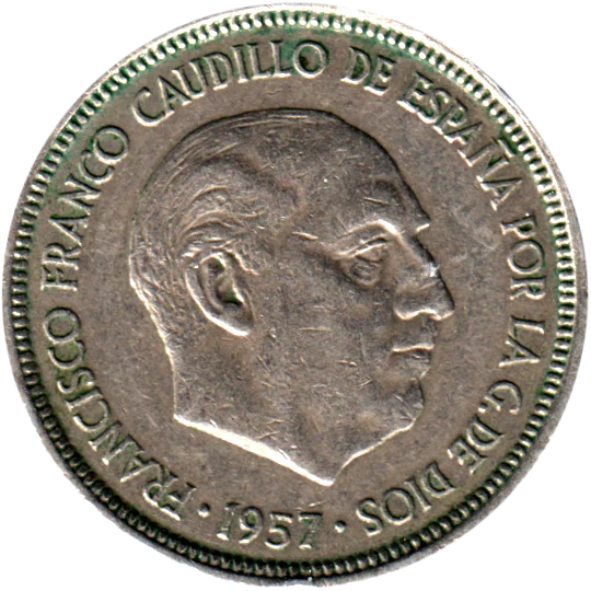 5 Pesetas, 1974 Obverse