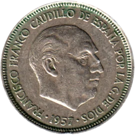 Preview 5 Pesetas, 1974 obverse