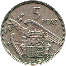 Preview 5 Pesetas, 1974 reverse