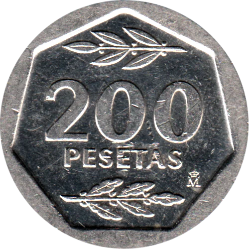 200 Pesetas, 1986 Reverse