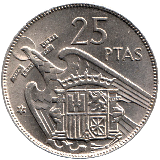25 Pesetas, 1970 Reverse