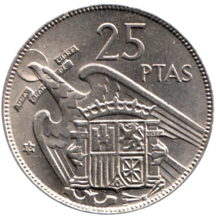 Preview 25 Pesetas, 1970 reverse