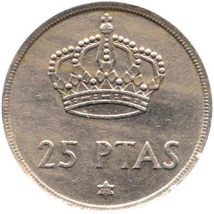 Preview 25 Pesetas, 1977 reverse