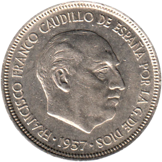 5 Pesetas, 1970 Obverse