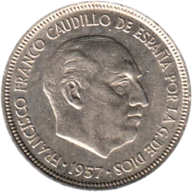 Preview 5 Pesetas, 1970 obverse
