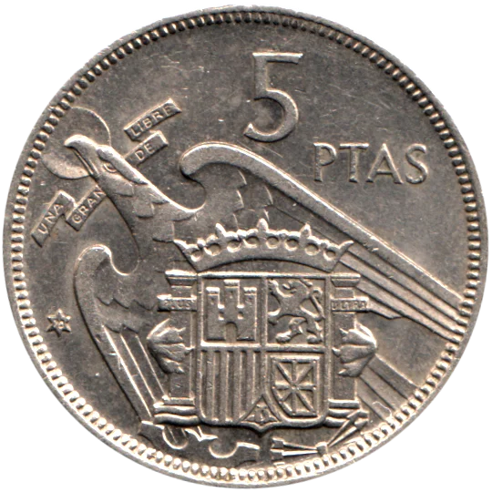 5 Pesetas, 1970 Reverse