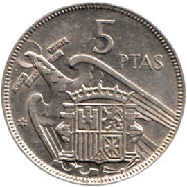 Preview 5 Pesetas, 1970 reverse