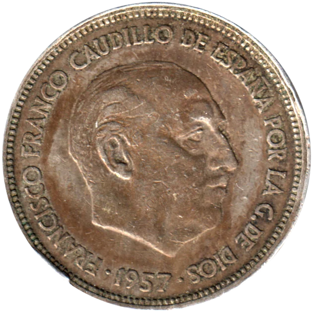 25 Pesetas, 1965 Obverse