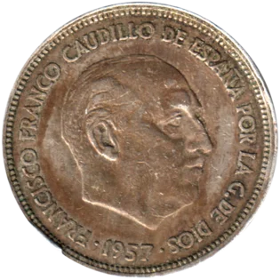 Preview 25 Pesetas, 1965 obverse