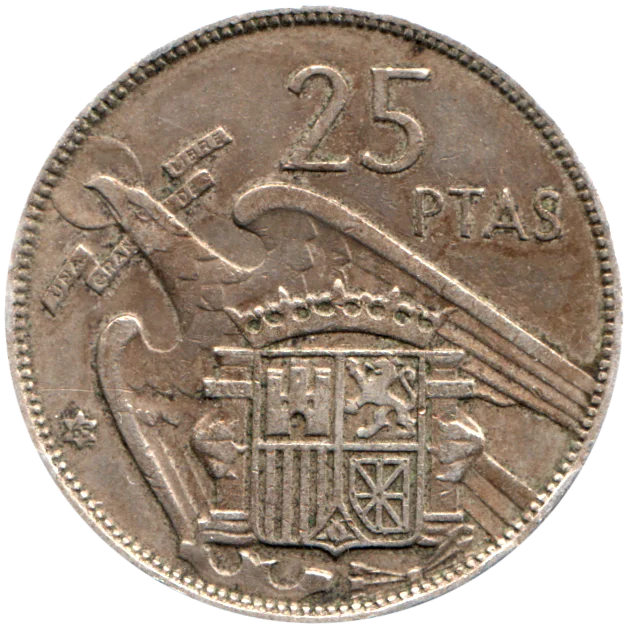 25 Pesetas, 1965 Reverse