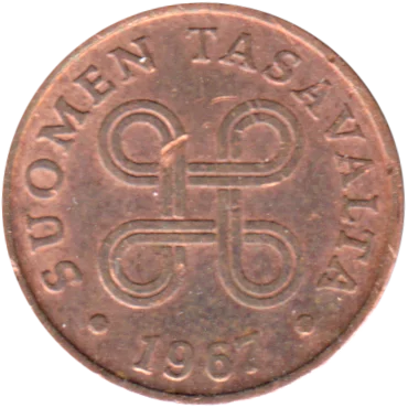 Preview 1 penni, 1967 obverse