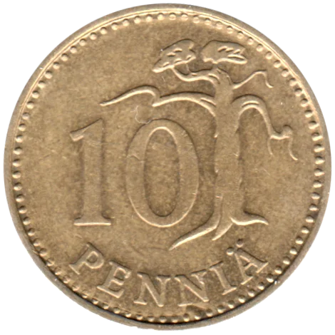 10 penniä, 1974 Reverse