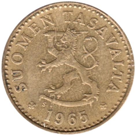 10 penniä, 1965 Obverse