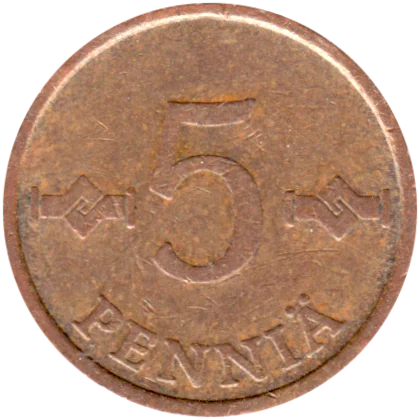 5 penniä, 1971 Reverse