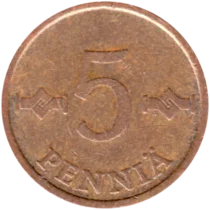 Preview 5 penniä, 1971 reverse