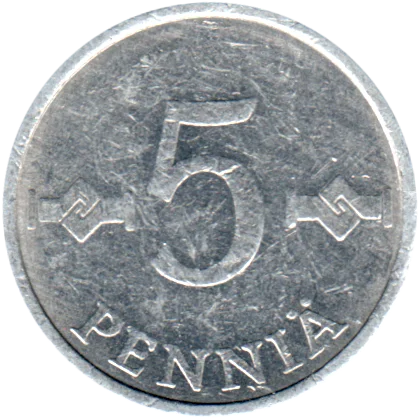 5 penniä, 1984 Reverse
