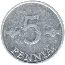 Preview 5 penniä, 1986 reverse