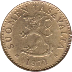 Preview 10 penniä, 1971 obverse