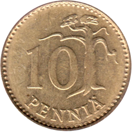 10 penniä, 1971 Reverse