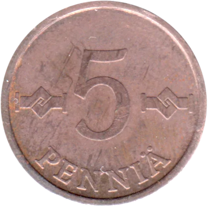 5 penniä, 1972 Reverse