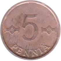 Preview 5 penniä, 1972 reverse