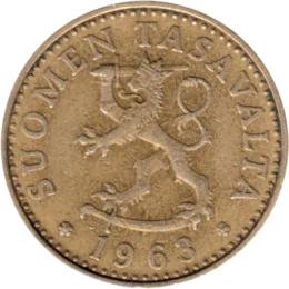Preview 20 penniä, 1963 obverse