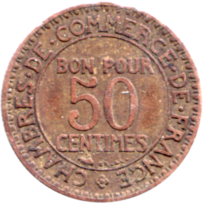 50 centimes, 1923 Reverse