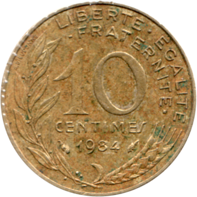 10 centimes, 1984 Reverse
