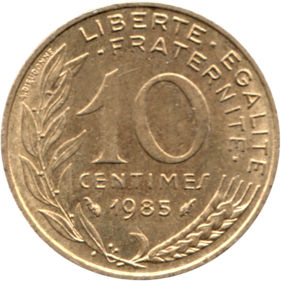 10 centimes, 1985 Reverse