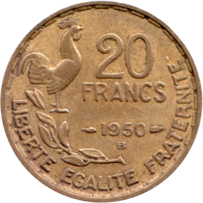 20 Francs, 1950 Reverse