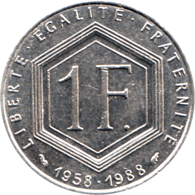 1 Franc, 1988 Reverse