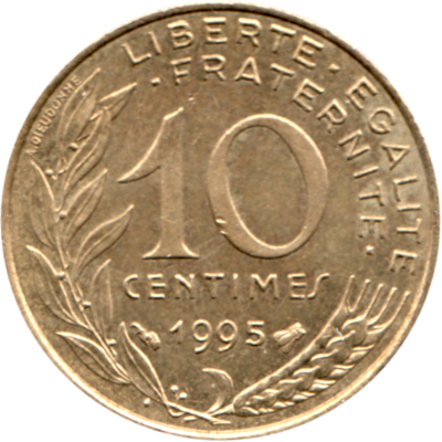10 centimes, 1995 Reverse
