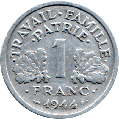 1 Franc, 1944 Reverse