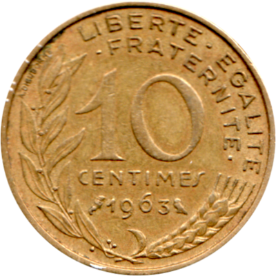 10 centimes, 1963 Reverse