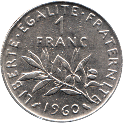 1 Franc, 1960 Reverse