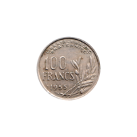 Preview 100 Francs, 1955 reverse