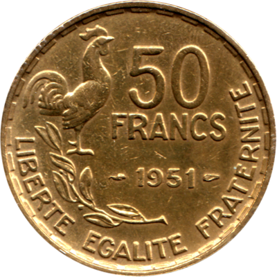 50 Francs, 1951 Reverse