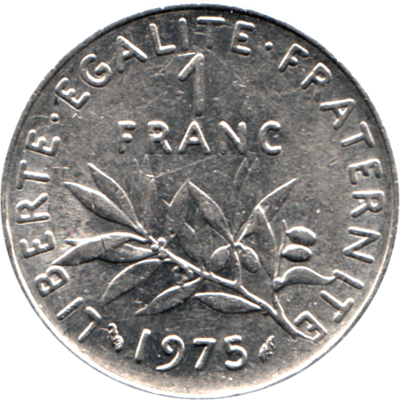 1 Franc, 1975 Reverse