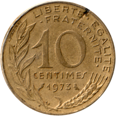 10 centimes, 1973 Reverse