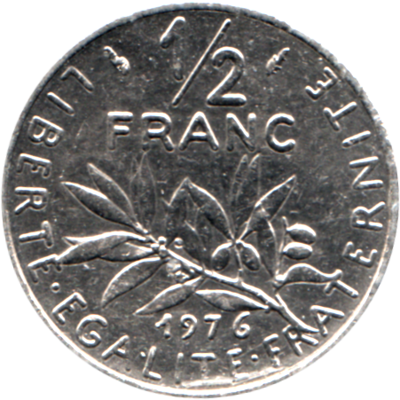 ½ Franc, 1976 Reverse