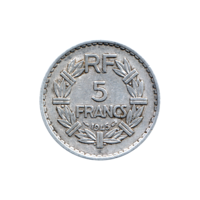Preview 5 Francs, 1945 reverse