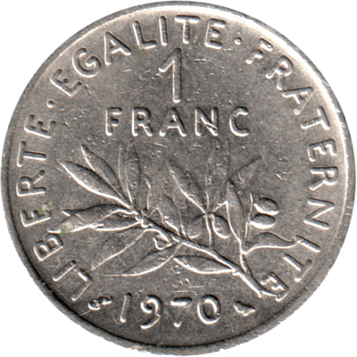 1 Franc, 1970 Reverse