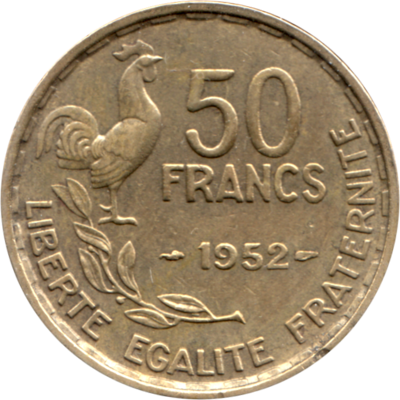 50 Francs, 1952 Reverse
