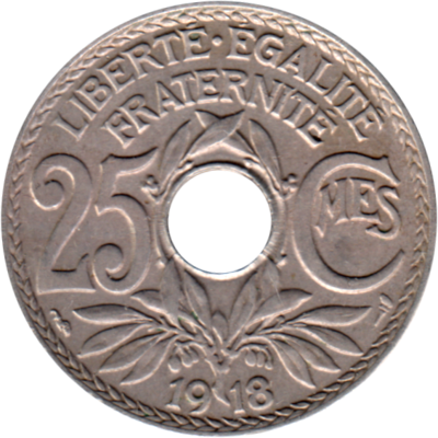 25 centimes, 1918 Reverse